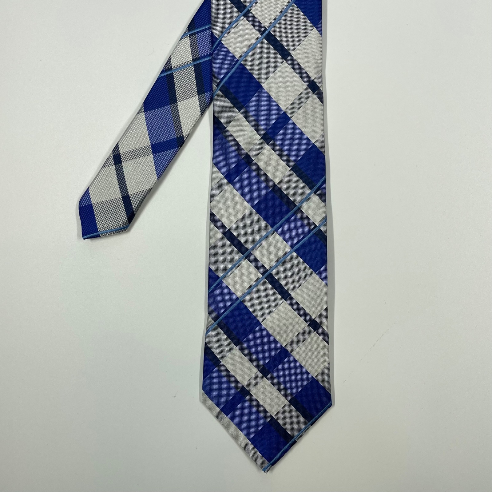 Nautica Blue Plaid Silk Necktie Classic Business Accessory Mens One Size